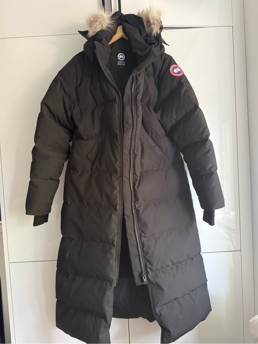 Canada Goose Mystique Black Long Down Parka with Fur Trimmed Hood